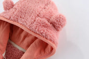 Baby Teddy Bear Hooded Jacket - Soft Fleece Zip-Up Winter Coat