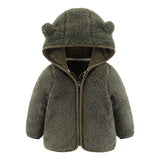 Baby Teddy Bear Hooded Jacket - Soft Fleece Zip-Up Winter Coat