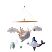 Ocean Theme Baby Crib Mobile - Handmade Plush Whale Nursery Hanging Decor