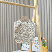 Vattentät haklapp för baby med ficka – Neutral matningshaklapp med silikonbeläggning