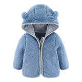 Baby Teddy Bear Hooded Jacket - Soft Fleece Zip-Up Winter Coat
