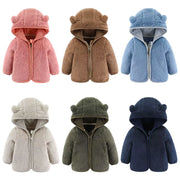 Baby Teddy Bear Hooded Jacket - Soft Fleece Zip-Up Winter Coat