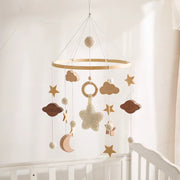 Wooden Baby Crib Mobile - Handmade Star and Cloud Nursery Hanging Decor