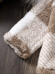 Toddler Plaid Faux Fur Jacket - Warm Winter Coat with Checkered Pattern