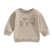 Toddler Cowboy & Cow Sweatshirt - Unisex Farm Animal Pullover