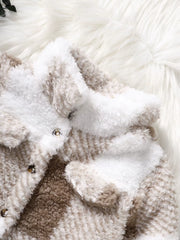 Toddler Plaid Faux Fur Jacket - Warm Winter Coat with Checkered Pattern