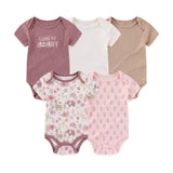 5 Pack I Love My Mommy Baby Bodysuits - Soft Cotton Short Sleeve Onesies