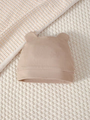 4-delars babyset med björntryck – Långärmad body, byxor, mössa och tossor