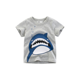 Kids t-shirt with shark print in cotton