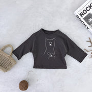 Kids sweatshirt with bear print in soft cotton