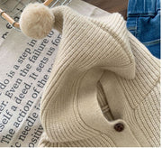 Knitted baby cardigan with hood and buttons