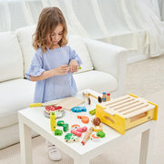 Wooden toy grill set with food and accessories